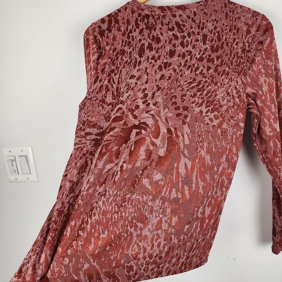 Simply Vera Vera Wang Textured Top Crewneck Long Sleeve Tee Knit Rust Size M - Picture 10 of 14